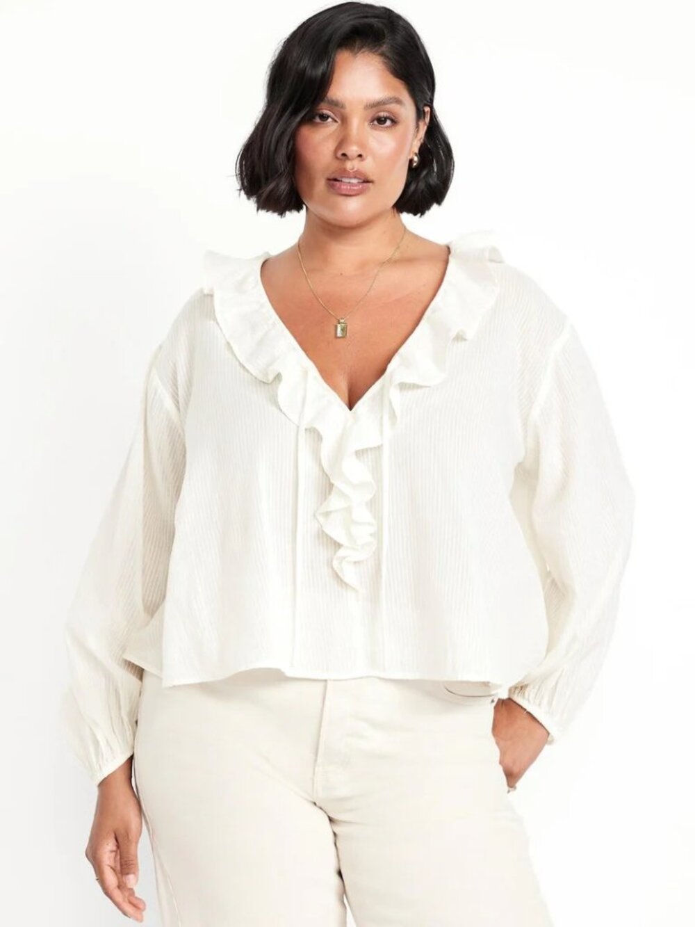 OLD NAVY - Sheer Tie-Front Ruffle Top - Size 2X